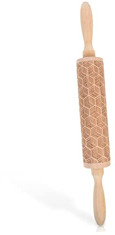 Alipis Pâte à Pâtisserie Bois De Hêtre avec Impression Relief Quadrillée à Pâte Antiadhésif pour Décoration De Biscuits Et Pâtisserie Outil Cuisine Et Facile à Nettoyer