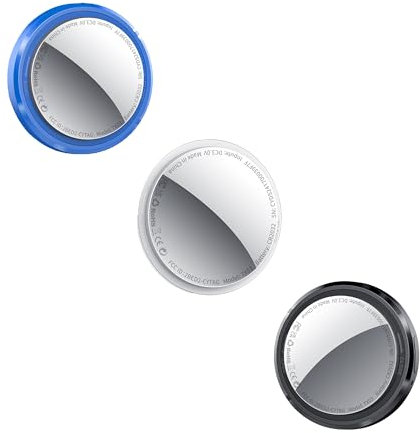 Buscador de Objetos Bluetooth, Tracker Tag Compatible con Buscar Apple (Sólo iOS), Localizador con Funda Protectora/Llavero, Rastreador para Llaves/Carteras/Equipaje, Batería Reemplazable, 3 Pack