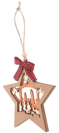 OUNONA Wooden Nativity Scene Ornament for Christmas Tree Decoration Unique Xmas Hanging Decoration Creative Religious Accessory for Nativity Scene for Festive Home Decor