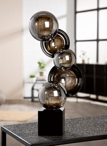 GILDE GLAS art Skulptur Rondo Glas schwarz-weiß glänzend, 39 cm | Glasskulptur, Dekofigur Maße B 19,5 x H 39 cm - ideal als Deko fürs Wohnzimmer
