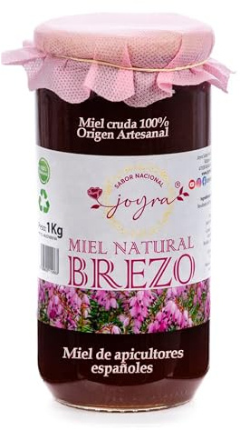 Miel Cruda de Brezo 1 Kg, 100% Pura de Abeja, Natural sin Pasteurizar | Origen español, sabor fuerte y persistente; sin aditivos, conserva polen, enzimas y antioxidantes