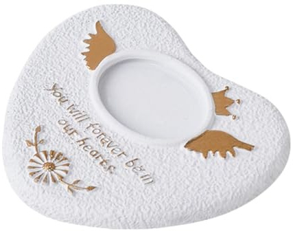 Folpus Lápida con Forma de corazón para Mascotas, Marcador de Tumba para Interiores y Exteriores, 5,3 x 6 x 0,6 Pulgadas, Accesorio Resistente a, Blanco