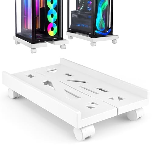 PC Ständer mit Rollen Computer PC Tower Ständer Einstellbare CPU Halterung | Weiß Wagen Unter Schreibtisch Universal für Home Office Desk PC Universaler Verstellbarer Computer Desktop Ständer
