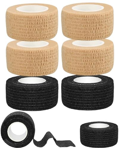 FUGLUS 8 Rollen Elastisches Selbstklebendes Fingerpflaster,Wasserfest,Schmutzabweisend(2,5cm x 4,5m),Haftbandage Hautfarben für Bequemes Tragen,Ideal für Staub- & Fettabweisender Schutz
