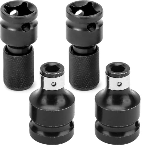 Bangbobi 4 adaptadores para Puntas de Llave de Impacto, adaptadores para Vasos, 1/2 Pulgada, Acero al Carbono de Alta dureza, Pinza de Seguridad, adaptadores multifunción, robustos y duraderos