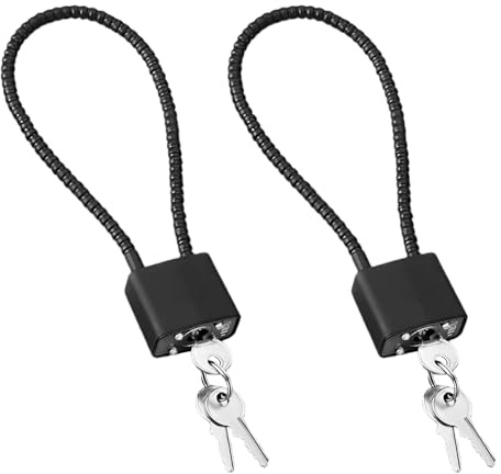 2 PCS Black Steel Rope Padlocks with Keys,38 CM Long Wheelie Bin Locks,Cable Lock with Key,Steel Rope Padlocks,Long Chain Locks with Keys Outdoor,Long Wheelie Bin Lock,Gym Locker