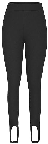 GMQWRK Leggings pour femme UK léger en tricot côtelé opaque à étrier, taille haute, legging de contrôle du ventre, pantalon de compression décontracté, pantalon de yoga extensible pour l'automne, Noir