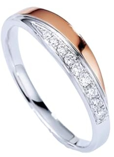 Epinki Hochzeitsring 585 Bicolor, Klassiker Freundschaftsringe Labor Erstellt Diamant 0.1ct (Rundschliff, Weiß), Ring 14K Echt Goldschmuck, Gr.56 (17.8)
