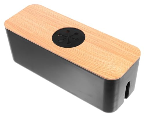 BESPORTBLE Kabelbox Kabelmanager Aufbewahrungsbox für Steckdosen und Ladekabel Schwarz Kleine Kabelaufbewahrungsbox aus MDF Schutz vor Wasser und Kindern Kabelbehälter für Haushalt und Büro