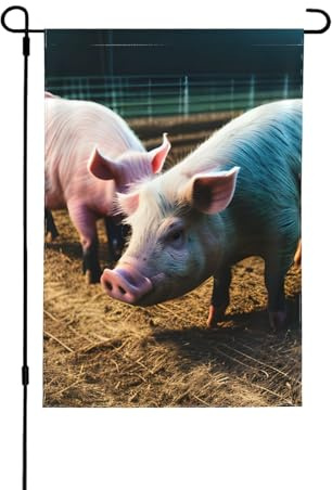 Schweine im Bauernhof, dekorative Flaggen für draußen, doppelseitige Gartendekoration für alle Jahreszeiten, Feiertage