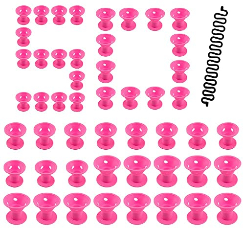 Locisne 50 PCS Silikon Haar Lockenwickler+1 französisches Haar-Flechten, Haar-Lockenwickler weiche Rollen DIY Werkzeuge (Haar Lockenwickler gesetzt)