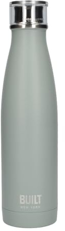 Built Perfect Seal Insulated Water Bottle/Thermal Flask with Leakproof Cap, Stainless Steel, Storm Grey, 480 ml