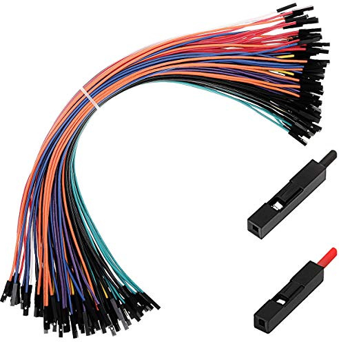 Breadboard Jumper Wires Cables 22AWG For Arduino Raspberry Pi Female Female, 20% MORE Red and Black Jumpers Wires, Square Head 0.1'' 10 Colors Total 120-Pack (30CM, F/F)