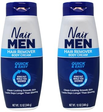 Nair Hair Remover for Men Hair Remover Body Cream, 12 oz (2-Pack)