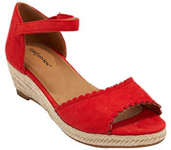Comfortview Women's The Charlie Espadrille - 9 W, Red (Wide Widths Available)