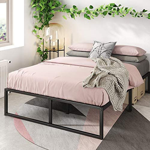 Zinus Lorelai Rete Una Piazza e Mezza 120x190 cm - Struttura Letto con Doghe in Metallo Incluse - Altezza 36 cm con Spazio Sottostante - Facile da Montare - Nero