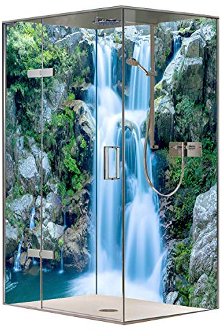 Original FLYERANDPRINT - SHOWER-PLATE, Alu-Dipond, OHNE FUGEN, Fliesenersatz, Duschrückwand, Wunschmaß, Dusche, Bad, Wandverkleidung, Wandverkleidung, DW-17-36 (Set mit 2 Platten, 100 x 200 cm)