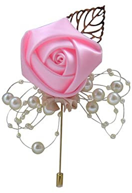 Egurs Ansteckblume 2 Stück Hochzeit Braut und Bräutigam Künstliche Rose Boutonniere für Gästegeschenk Braut Bräutigam Groomsman Brautjungfer Hochzeit Prom Party rosa