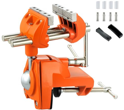 MAXMAN Clamp Bench Vise with Post Universal, Woodworking Vise, 360° Heavy Duty Cast Steel, Table Clamp Vise with Swivel Base for Workbench DIY Projects, Handcraft Creations