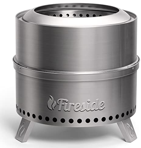 Brasero Pluto PR19-22 de TURBRO de 49 cm para quemar leña al aire libre, fabricado en acero inoxidable con soporte, bandeja recogecenizas extraíble, bolsa de almacenamiento impermeable, diseño anidado