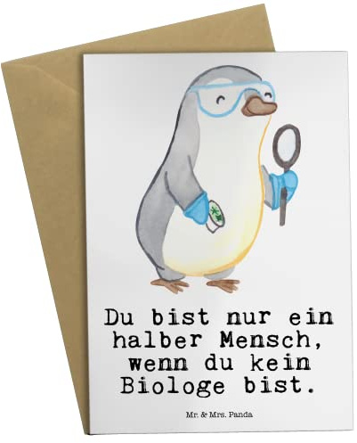 Mr. & Mrs. Panda Klappkarte Biologe Herz - Geschenk, Master, Spruch, babykarte, hochzeitskarten, neujahrskarte, Bachelor, einladungskarten, Beruf, weihnachtskarten, osterkarte, Lustig