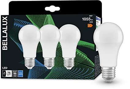 BELLALUX LED Lampe für E27-Sockel, matte Optik ,Kaltweiß (4000K), 1055 Lumen, Ersatz für herkömmliche 75W-Leuchtmittel, nicht dimmbar, 3-er Pack