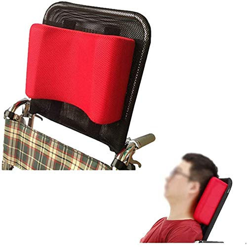 Rollstuhl-Kopfstütze, Nackenstütze, Kopfkissen, höhen- und winkelverstellbar und tragbar, für Erwachsene, Rollstuhl, Rollstuhl-Kopfstütze, universelles Zubehör (rot)