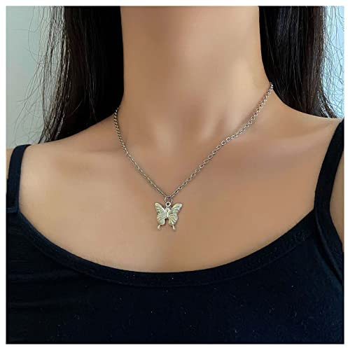 Cimenexe Bohème Schmetterling Anhänger Halskette Choker Silber Große Schmetterling Halskette Kette Vintage Schmetterling Kette Kette Minimalistische Halskette Kette Schmuck Für Frauen Und Mädchen