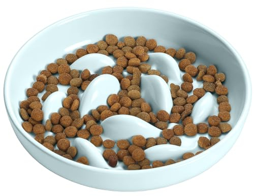 PETTOM Anti Schling Napf Katze | Keramik Antischlingnapf Katze, Slow Feeder Katzen Nassfutter, Antischlingnapf für Katzen und Kleine Hunde