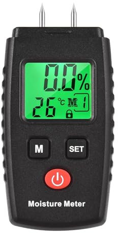 Humidimètre Numérique de Bois, Weytoll Hygromètre à bois Détecteur d'humidité du bois à 2 broches pour bois, murs et sols