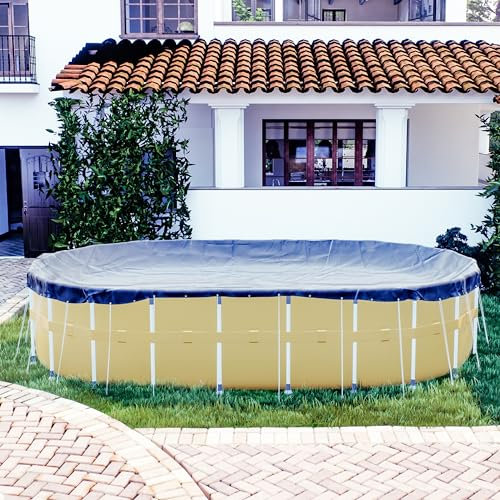 ColourTree 38,1 x 9,2 m Premium Schwimmbad-Abdeckplane, oval, blau, für den Winter, extra robust, wasserdicht, UV-beständig (Abdeckungsgröße: 48,9 x 96,4 cm, Überlappung) – (Wir passen die Größe an)