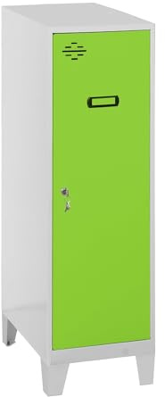 Simon Rack Taquilla Vestuario Pequeña 1015x300x500 mm - Simonlocker | Incluye Pies, Pintura anticorrosión, Ranura de ventilación y etiquetador, Gris/Verde