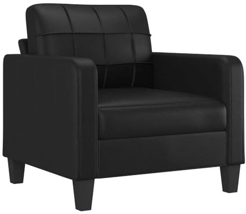 vidaXL Sillón De Cuero Sintético Negro 60 Cm Sofá Individual Sillón De Televisión Sillón De Relax