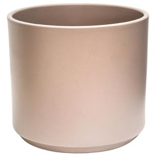Ivyline Prague Planter in Taupe - Waterproof & Durable - Stylish Indoor Cylindrical Ceramic Flower Houseplant Pot with Matte Finish - H14.5cm x D16cm