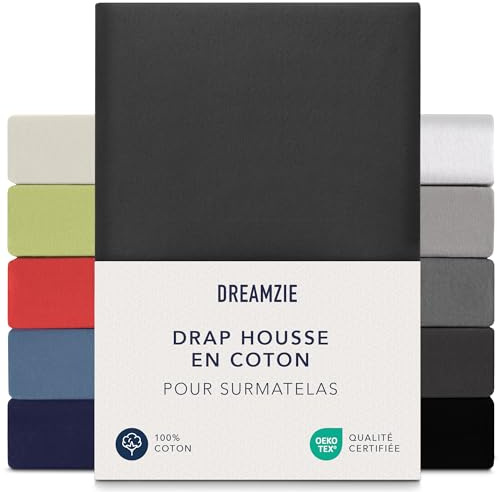 Dreamzie Premium Topper Spannbettlaken 180x200 cm - 200x200 cm - extra niedriger Seitenhöhe - für Topper - Topperauflage - Spannbetttuch Jersey Baumwolle, 150 g/m² - Oeko-TEX - Dunkelgrau