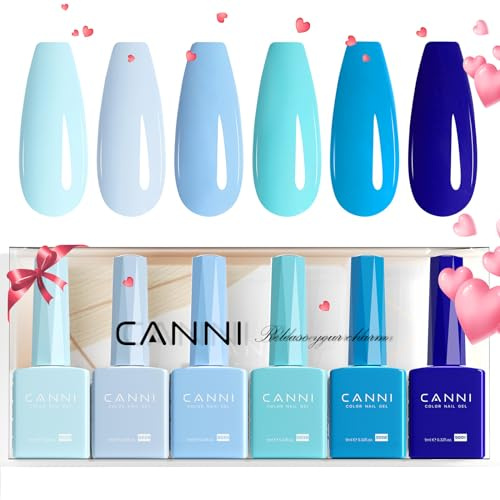 CANNI UV Nagellack Set 6 Farben Gellack 9ml | Hellblau Grün Farbgel Gelnägel UV Lack Soak Off Gel Nail Polish gellack für UV Lampe