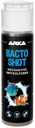 Aquarium Bakterien Shot – klares Wasser in 24 h – lebende Reinigungsbakterien & Filterbakterien Konzentrat – gegen Trübung, Nitrit & schlechte Wasserwerte – für Süß- & Meerwasser – ARKA Bacto-Shot