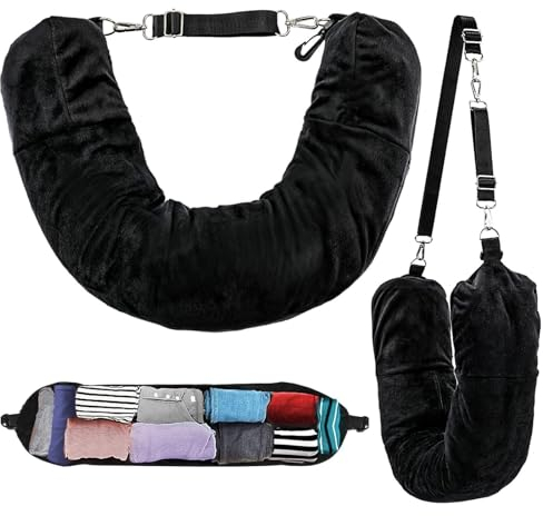 Almohada Viaje Rellenable Ropa en Forma de U,Almohada de Viaje Rellenable Versátil y Portátil,Cojín Cervical de Viaje Rellenable con Ropa Comodidad y Soporte para Dormir en Aviones, Acampar y Más
