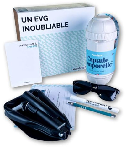 Kit capsule temporelle EVG pour conserver les souvenirs – Cadeau original | Étanche et robuste, reliée à l’application toodays.me, localisation, date de réouverture, fabriquée en France