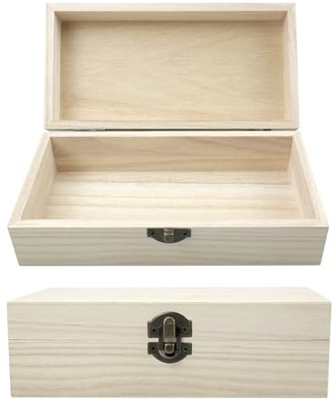 oupados Unlackierte Holzkiste mit deckel Natur Kleine Holzkiste Kleine Schatzkiste Aus Holz Geeignet Zum Aufbewahren Verschiedener Kleinigkeiten Wie Schmuck Tee 20×10×6cm
