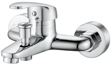 Coleniny Badewannenarmatur Aufputz | Wasserhahn Badewanne Wandmontage | Mischbatterie Badewanne Einhebelmischer Dusche aus Messing | Einhand Armatur Badewanne 1/2 Zoll Brauseabgang | Chrom