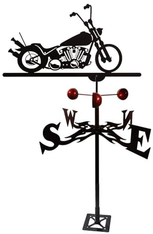 Wetterfahne, Metall, Motorrad, Garten, Eisen, Wetterfahne, Gartenpfahl, Wetterhahn, Windrichtungsanzeige für Garten, Terrasse, Hof, Ornament, Dekoration (Stil 2)