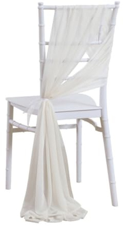 Pmnzdy 2 Stück Tüll Stuhlschleifen Schleifenband Chiffon Stoff Stuhllehne 20x 278cm Streamer Stuhl Band Stuhlhusse Stuhl Bögen Raffhalter Hochzeit Jahrestag Party Bankett Event Empfang Deko Elfenbein