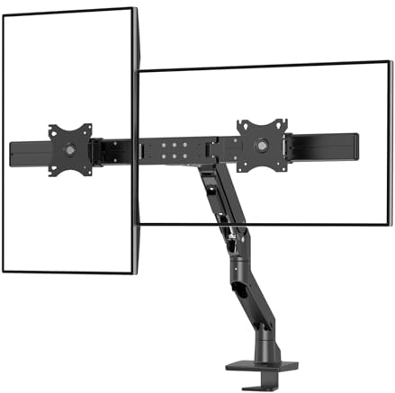 BEWISER Monitor Halterung 2 Monitor für 17-32 Zoll Bildschirm,Schwarz Heavy Duty Doppel Monitor Stand für Home Office,Extra Dicker Arm VESA 75/100mm Schreibtisch Mount Tilt Swivel Drehen