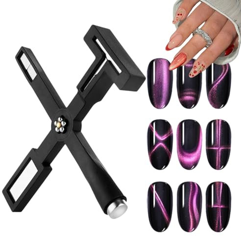 GZMAYUEN 5 in 1 Cat Eye Magnet Nagelmagnet, Schwarz Multifunktionaler Kreuz Starker Magnetischer Magnet für Nägel Nageldesign Zubehör Tools