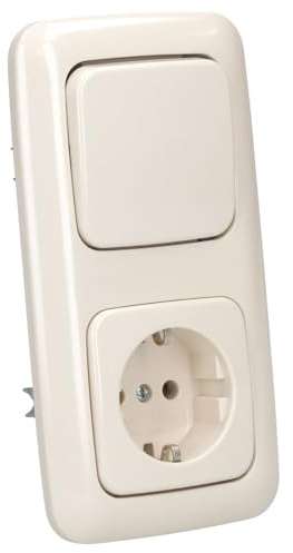 Busch-Jaeger Busch-Duro 2000 SI Set: 20 EUC-212 Steckdose + 2000/6 US Wechselschalter + 2512-212 2-fach Rahmen + 2506-212 Wippe Cremeweiß
