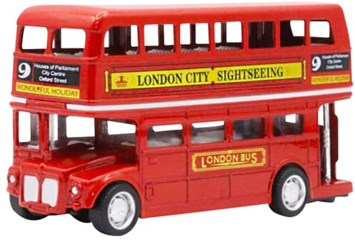 YGCHEN Modello di Bus Giocattolo Rosso Autobus di Londra Giocattolo Auto a Due Piani Classico per Bambini