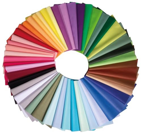 Rayher Baumwoll-Stoff, Set 50 Stück, 20 x 20 cm, 190g/m2, bunt sortiert, 100% Baumwolle, Baumwollstoff-Zuschnitte, quadratisch, Patchwork-Stoffe, Stoffe zum Nähen und DIY-Arbeiten, 52032999