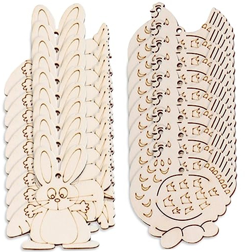 NUOBESTY Addobbi Pasquali Pulcini Coniglietti 20 Pezzi Trucioli Di Legno Vuoti Decorazione Di Carote Pasquali Per Progetti Artistici