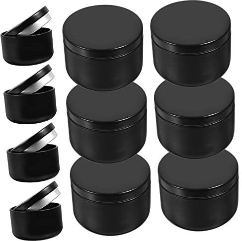 FONDOTIN Botes De Té De Hojalata 50ml Negros Tapa Hermética, Contenedores para Hojas Sueltas, Almacenamiento Seguro De Alimentos Secos, Set De 10 Unidades para Cocina y Hogar